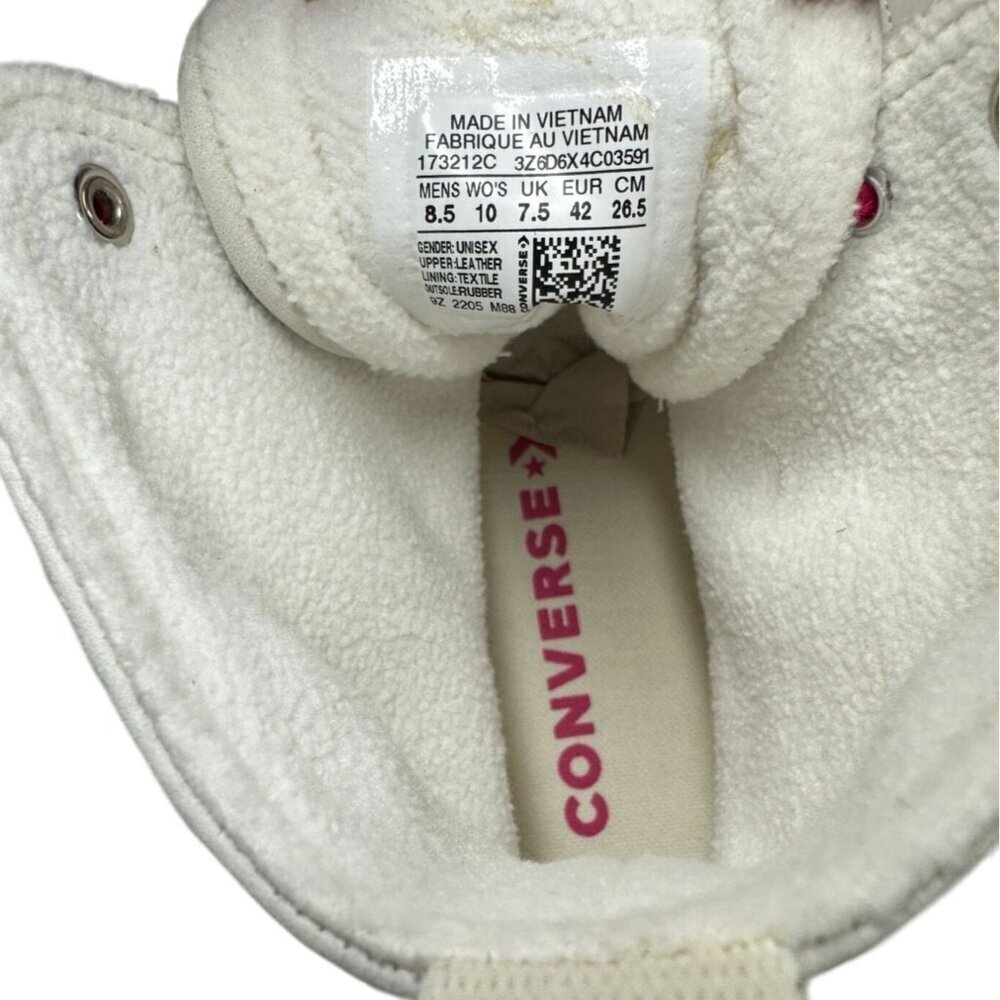 Converse Chuck Taylor All Star Shoes Womens Size 10 White Leather High Top Boots - Picture 16 of 16